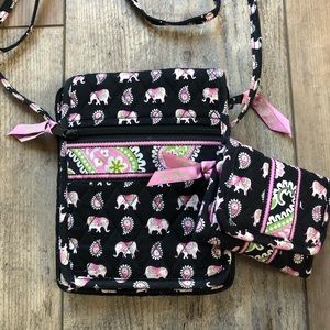 Vera Bradley Pink Elephants Mini Hipster Bag & Wallet